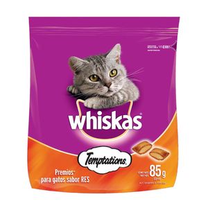 Comida Humeda Para Gato Whiskas Temtations Carne 85 Gr