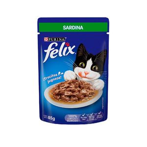 Comida Húmeda Para Gato Felix Pouch Adulto Tuna Salmon y Sardina 85 Gr