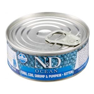 Comida Humeda Para Gatos N&D Kitten Ocean Camarones y Calabaza 70 Gr