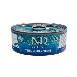 Comida Humeda Para Gatos N&D Ocean Atun Calamar y Camarones 70 Gr